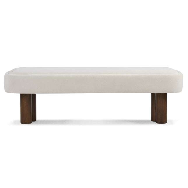 Indoor Beige Fabric Dining Bench with Walnut Color Legs, 60.04'L Upholstered Seating for Kitchen, Dining Room and Living Space,250lbs Capacity