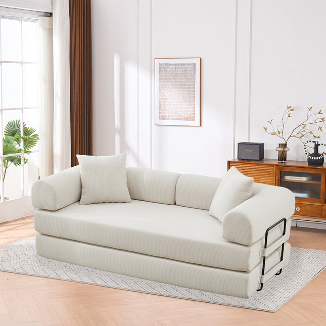 Folding Sofa Bed, 63' Convertible Couch Bed with 2 Pillows, Fold Out Couch, Foam Spring Floor Mattress, Futon Couch for Living Room, Office, Apartment
