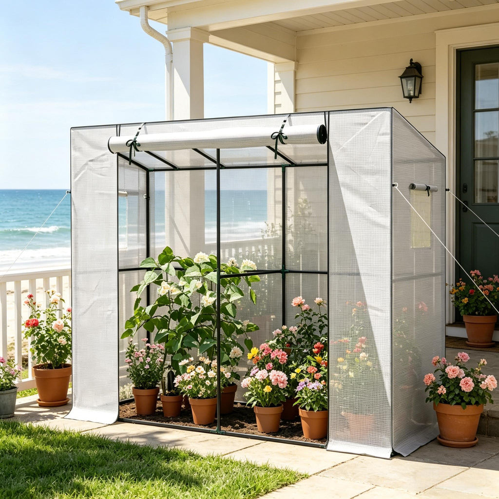 Outdoor Small Greenhouse with Roll-up Door,Portable Greenhouse,Walk-in Greenhouse