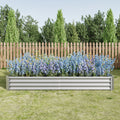 2PCS Silver 8×4×1ft Metal Raised Rectangle Garden Planter Beds