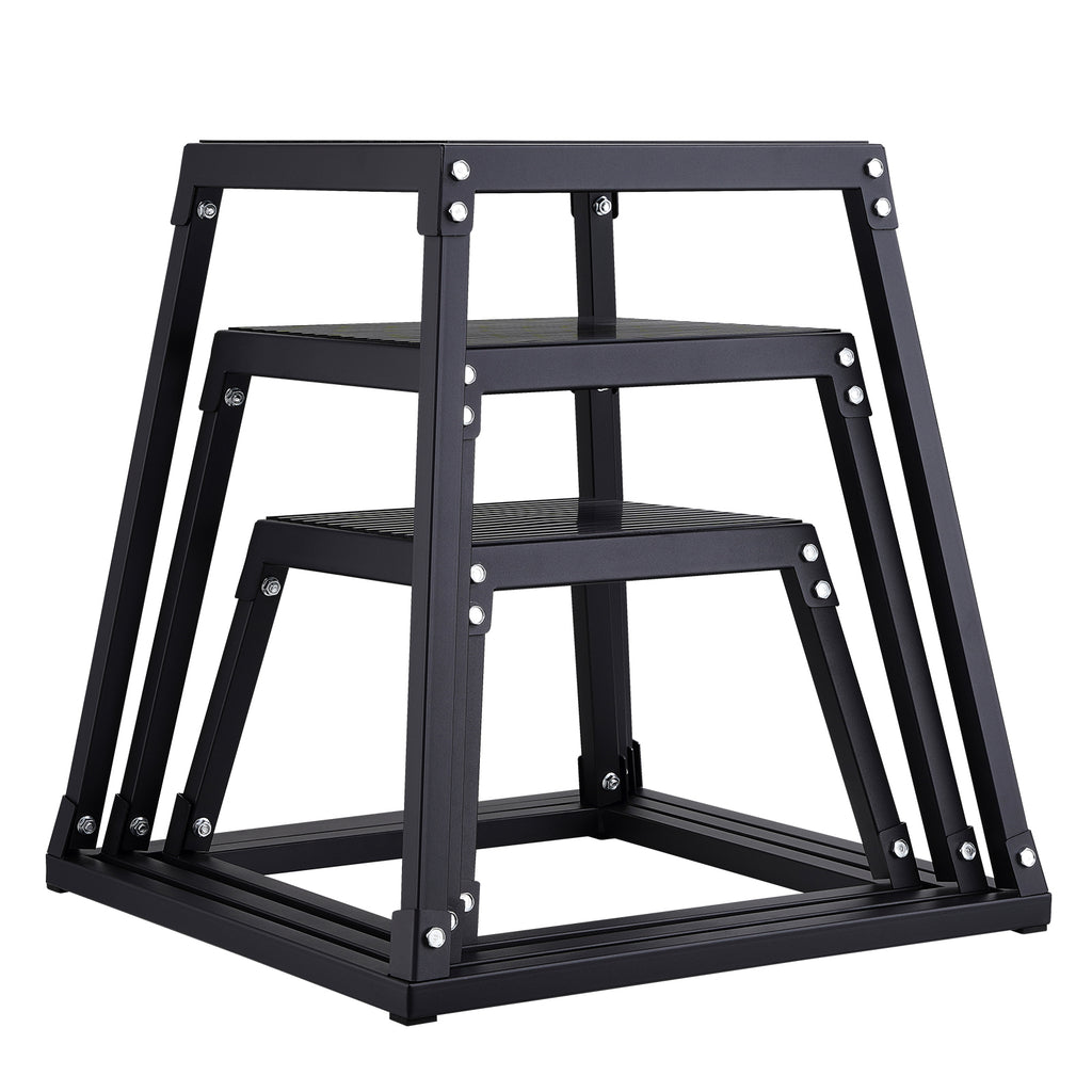 Plyometric Jump Boxes, 12/18/24 Inch Plyo Box, Platform and Jumping Agility Box, Anti-Slip Fitness Exercise Step Up Box Set for Home Gym Training, Conditioning Strength Training, Black