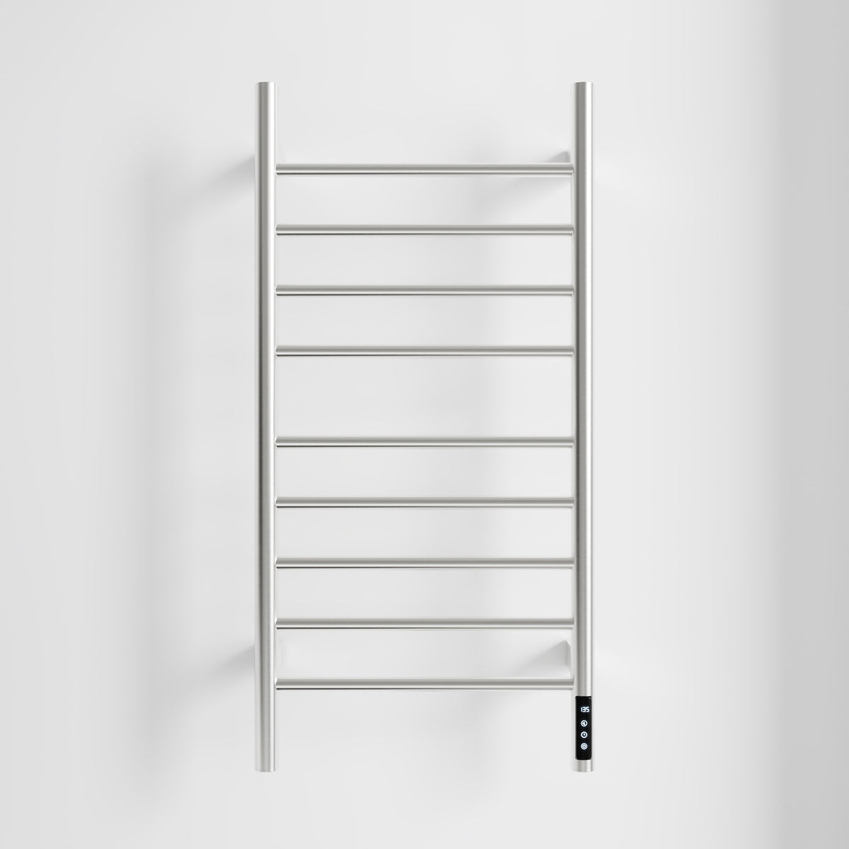 Brushed Nickel  Heated Towel Rack for Bathroom,Wall Mounted with Intelligent Touch Screen Timer, 9-Bar Towel Warmer, 304 Stainless Steel Polished, Plug-in/Hard-Wired