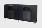 Accent Cabinet Black Lacquered Wooden Cabinet with 4 Glass Doors Sideboard Buffet Server Cabinet Storage Cabinet, for Living Room, Entryway, Hallway, Office, Kitchen and Dining Room - Eloy Royal
