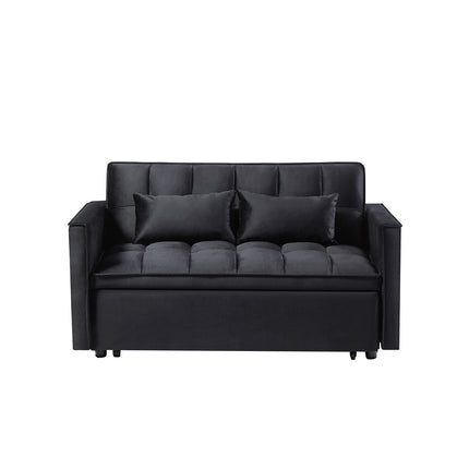 Modern 2-Seater Sofa, 54' Pull-Out Sleeper Sofa Bed for Living Room, Black