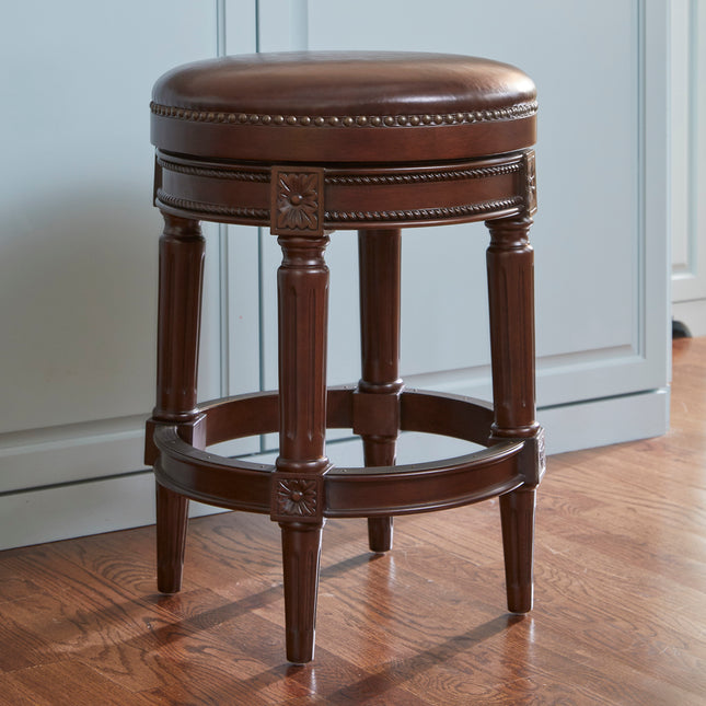 26in. Wood Backless Counter-Height Swivel Barstool, 1PC