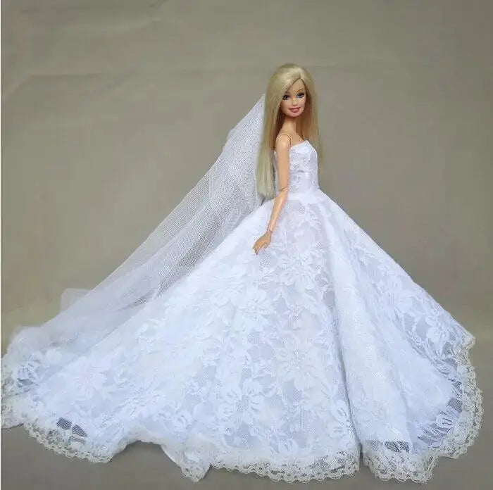 case for barbie doll clothes Princess dress trailing wedding bride marriage dress for barbie accessories toys house ornaments - Eloy Royal