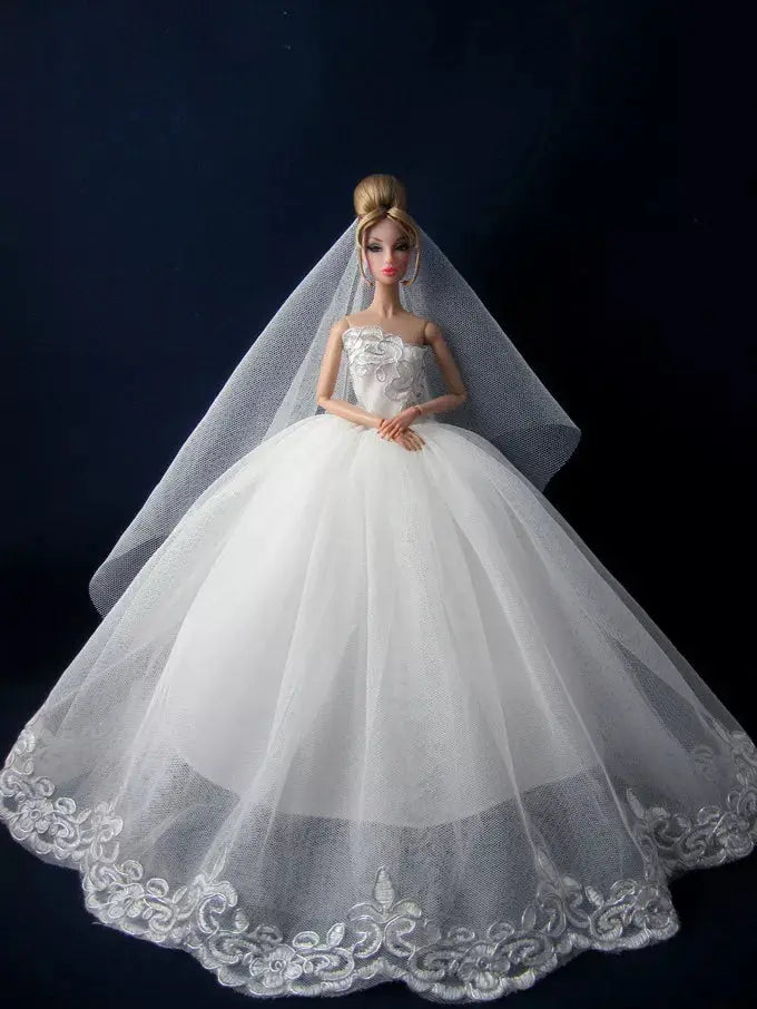 case for barbie doll clothes Princess dress trailing wedding bride marriage dress for barbie accessories toys house ornaments - Eloy Royal