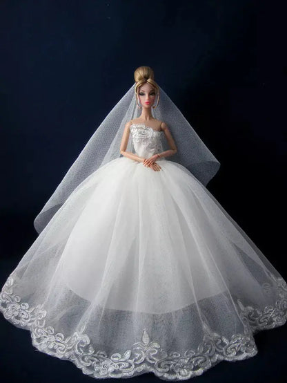 case for barbie doll clothes Princess dress trailing wedding bride marriage dress for barbie accessories toys house ornaments - Eloy Royal