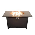 Modern 43' Smoked Glass Metal Rectangle Fire Pit Table Black Steel Construction