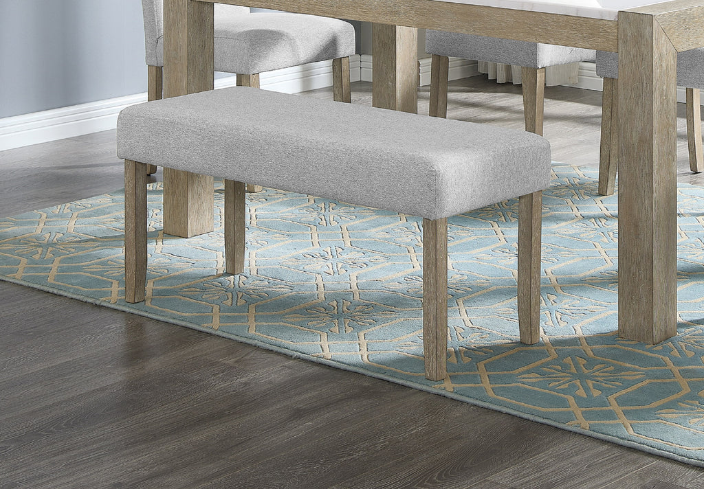 1pc Contemporary Upholstered Dining Bench Beige Gray Finish Dining Room Living Room Wooden Furniture