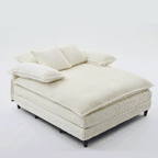 [NEW ARRIVED] [VIDEO PROVIDED] 54.75' W Oversized Chaise Lounge Chair,Fluffy Cushioned Sofa Bed,Deep Seat,Corduroy,2 Pillows,Four Gears Can Be Adjusted,Leisure Sleeper Sofa Chair for Living Room,Beige