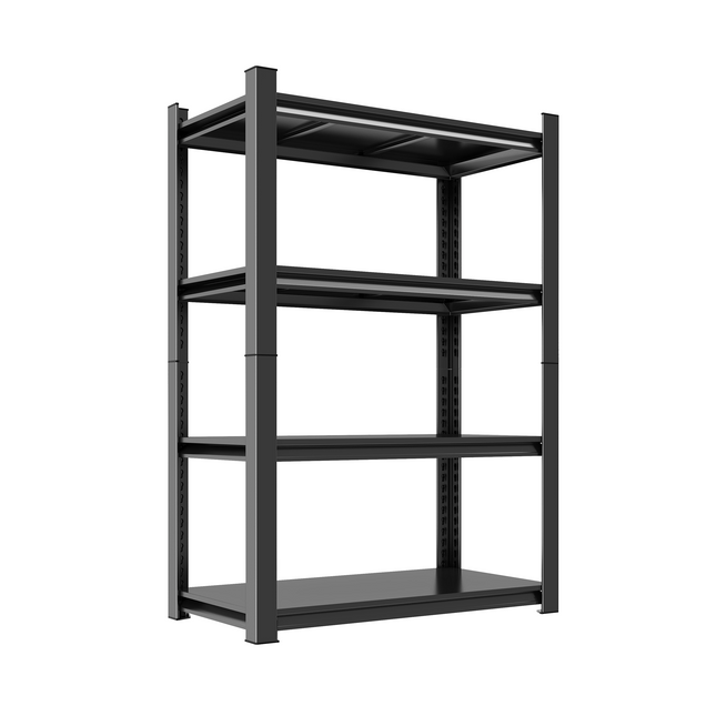 63-Inch Tall Metal Storage Shelf, 1200 LBS Weight Capacity, 4-Tier Adjustable Height Storage Rack, Black, Assembly Needed