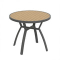 35.4' Grey Aluminum Outdoor Round Patio Table with HDPS Slatted Top – All-Weather Durable Dining Furniture in Rust-Resistant Aluminum Frame