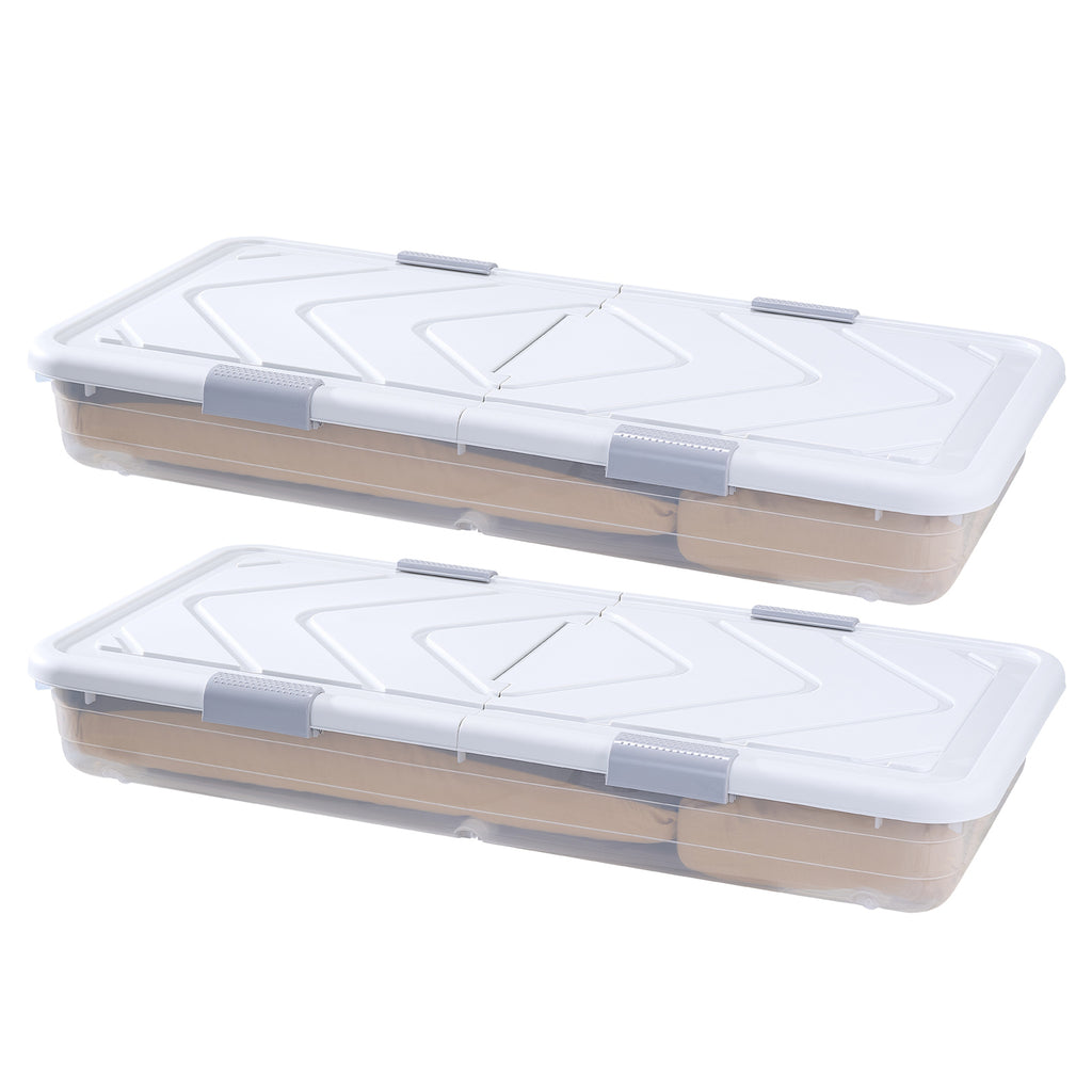 Under Bed Storage with Wheels 39.8x20.1x5.9 Inch Rolling Storage Bags 2 Pack