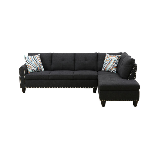 L shape Sectional Sofa Chair with cup holder - BLACK-right