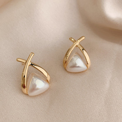 Cross Pearl Earrings Fashion Temperament