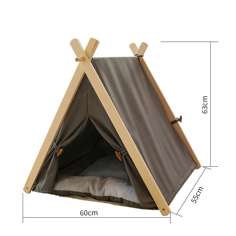 Pet Tent Cat Litter Removable And Washable Striped Canvas Solid Wood - Eloy Royal