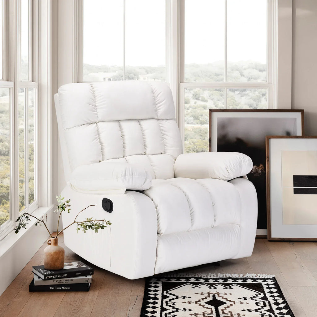 Recliner Chair, Upholstered Rocker Recliner Chair with Side Pocket, Ergonomic 110°-160° Adjustable Reclining Chairs for Adults, Single Sofa Chair with Footrest,Recliner Sofa for Living Room - Eloy Royal