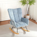 Modern Accent Rocking Chair Rocking Chair with Solid Wood Legs, Upholstered Nursery Glider Rocker Side Pocket and Footrest, Living Room Lounge Arm Chair with High Backrest (beige,teddy)