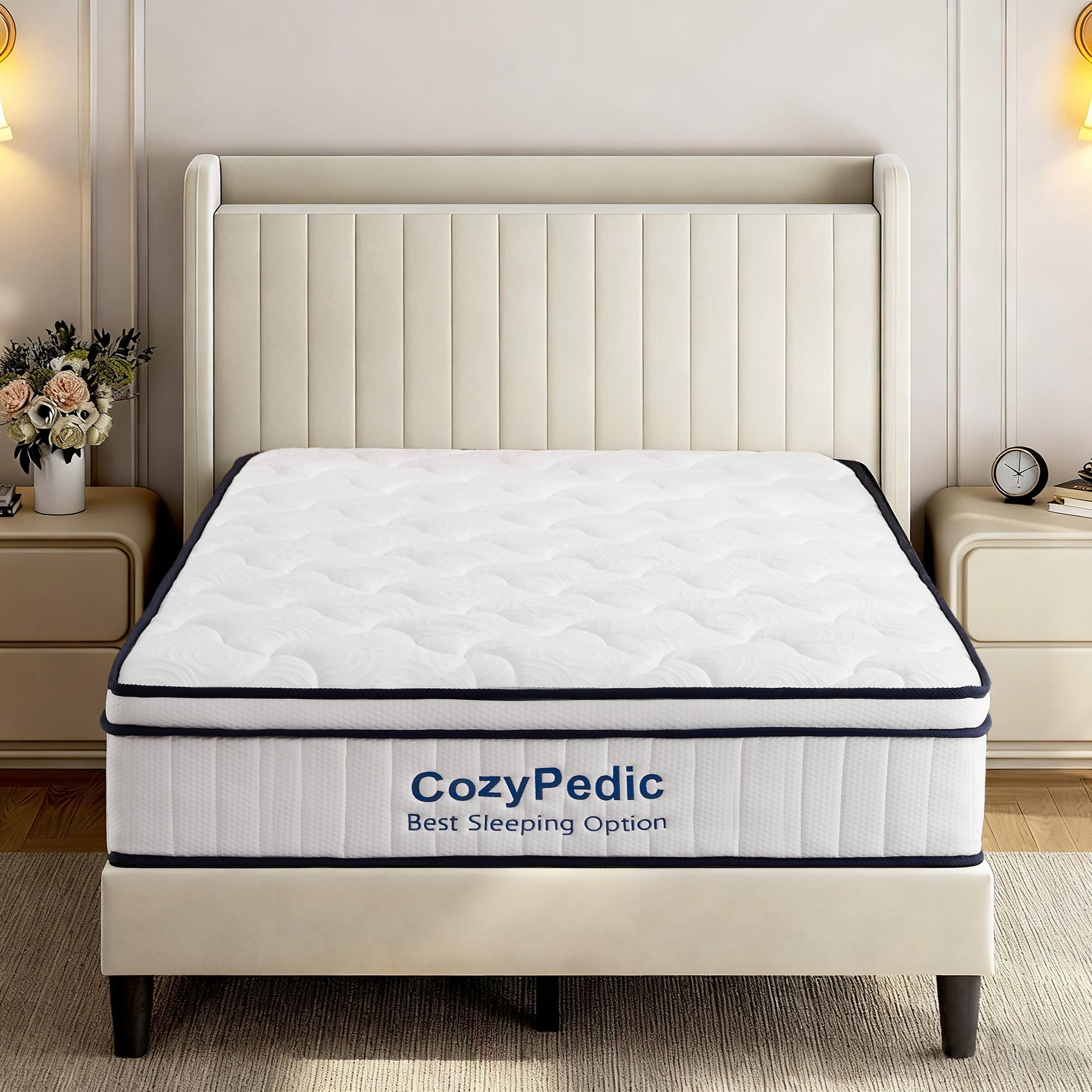 10 Inch Queen Size Medium Firm Mattress, Memory Foam with Pocket Springs for Back Pain Relief & Pressure Relief, Cooling Antibacterial Cover, CertiPUR-US Certified, White(59.84'x 79.92'x 9.84')