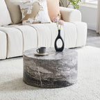 Simple Grey Marble Round MDF Coffee Table: 23.6' Diameter × 11.8' Height, Modern Minimalist Style, Perfect for Living Room, Apartment & Home Decor.No Need Assembly.