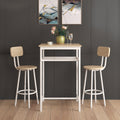 Bar table, equipped with 2 bar stools , with backrest and partition (beige)