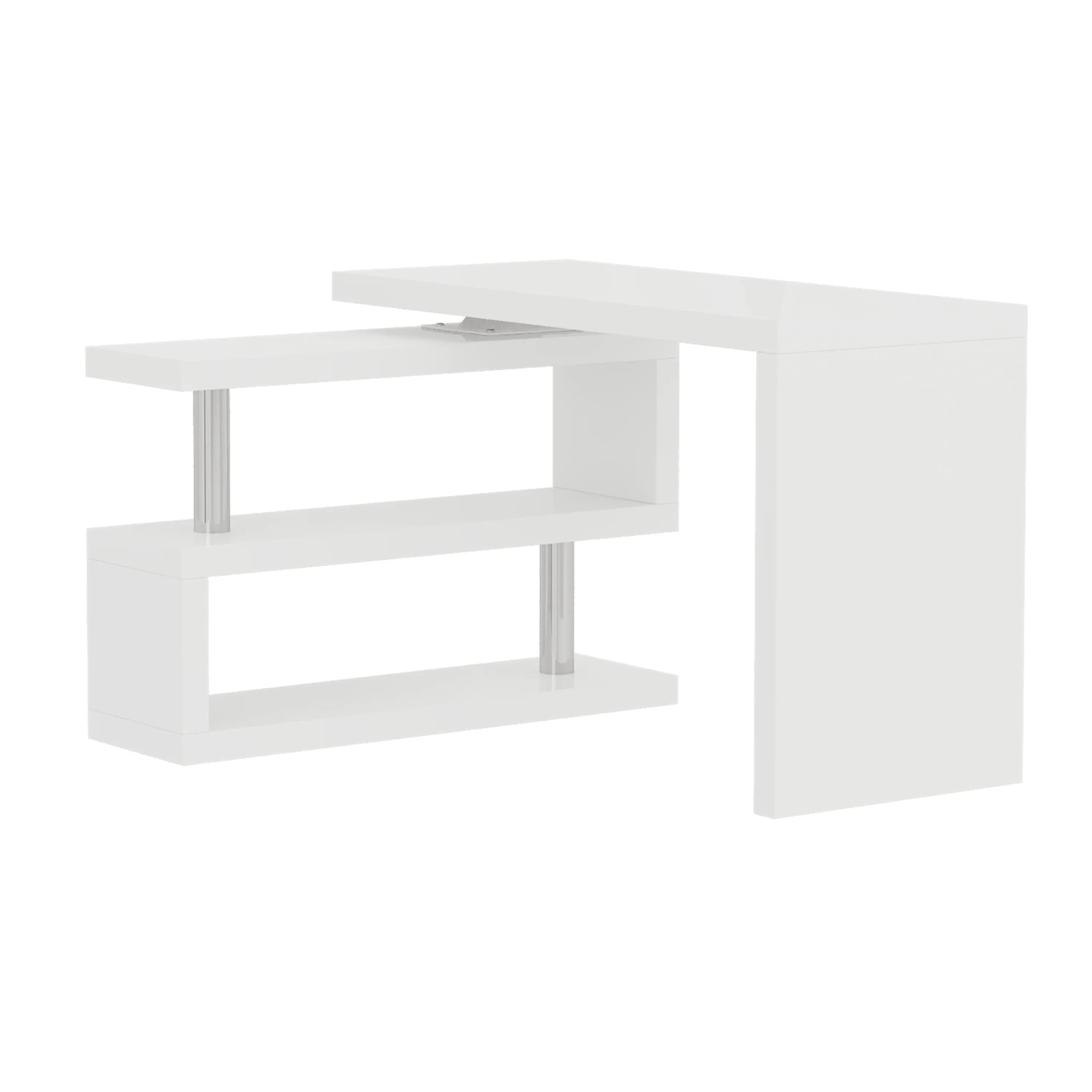Modern 47'L Swivel Top Desk-High Gloss White - Eloy Royal