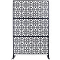 Outdoor & Indoor Privacy Screen Metal Privacy Screen 76' H×48' W, Freestanding Decorative Privacy Screen for Deck Balcony Patio, Privacy Fence Panels for Outside Lawn Garden PS106 BLACK