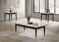 Contemporary Style 3pc Table Set 1x Coffee Table 2x End Table Sintered Stone Top Silver Capped Arrow Legs Black And White Finish