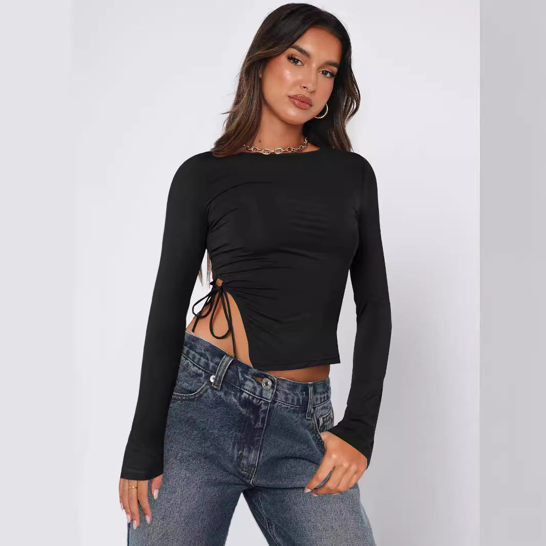 Women's Drawstring Off-shoulder Top