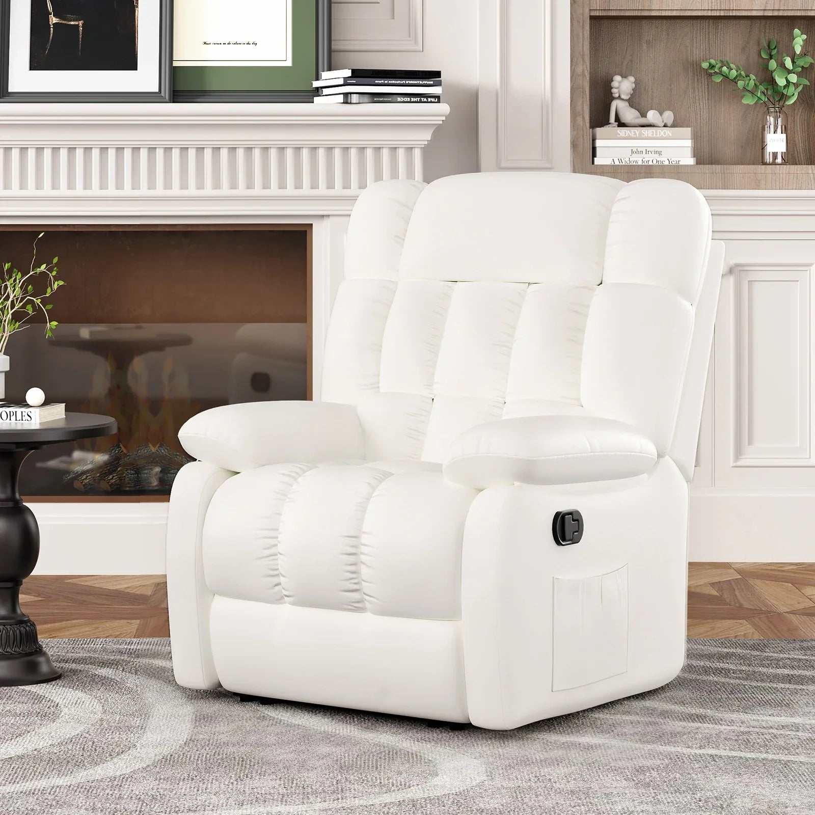 Recliner Chair, Upholstered Rocker Recliner Chair with Side Pocket, Ergonomic 110°-160° Adjustable Reclining Chairs for Adults, Single Sofa Chair with Footrest,Recliner Sofa for Living Room - Eloy Royal