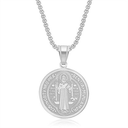 Stainless Steel Priest St Benedict Necklace