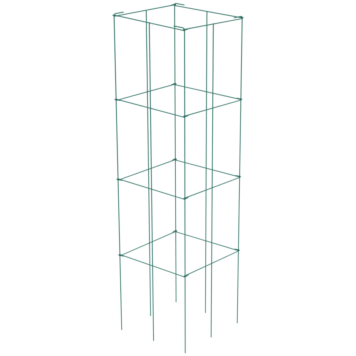 Tomato Cages, 11.8' x 11.8' x 46.1', 10 Packs Square Plant Support Cages, Green PVC-Coated Steel Tomato Towers for Climbing Vegetables, Plants, Flowers, Fruits
