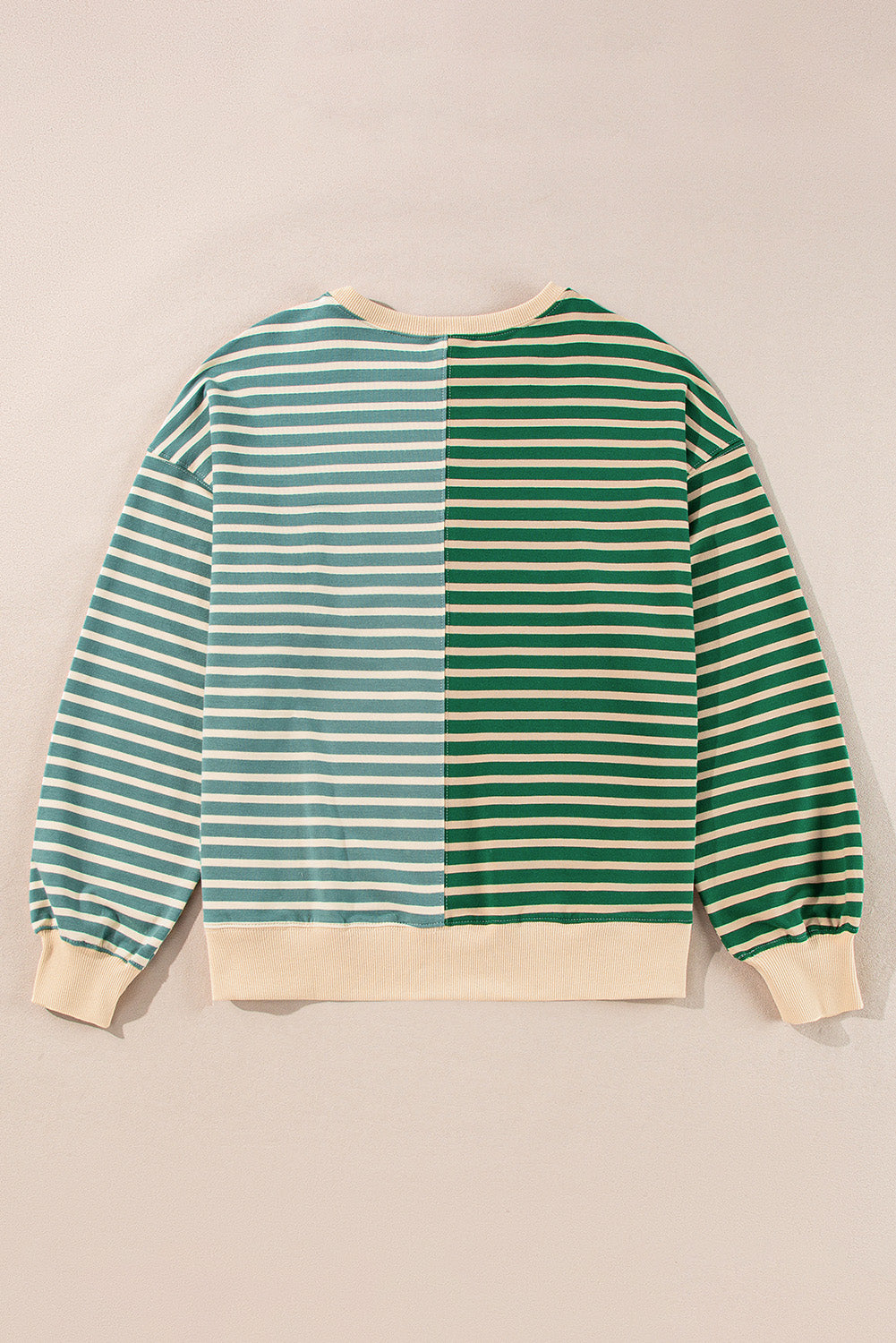 Brown Stripe Colorblock Drop Shoulder Oversize Sweatshirt