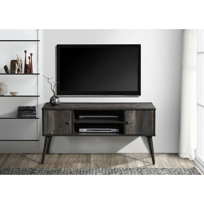 Mid Century 47 in TV Stand Media Console Upto 50 to 55 in TVs, 2 Shelves and 2 Cabinet Storage Entertainment Unit, Rustic Gray