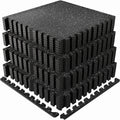 0.6 Inch Thick Gym Floor Mats, 24 Tiles Rubber Top with EVA Foam, 24' x 24' Gym Flooring Workout Mats with 96sq.ft Coverage, Interlocking Puzzle Gym Mats for Gym, Home, Garage, Black & White