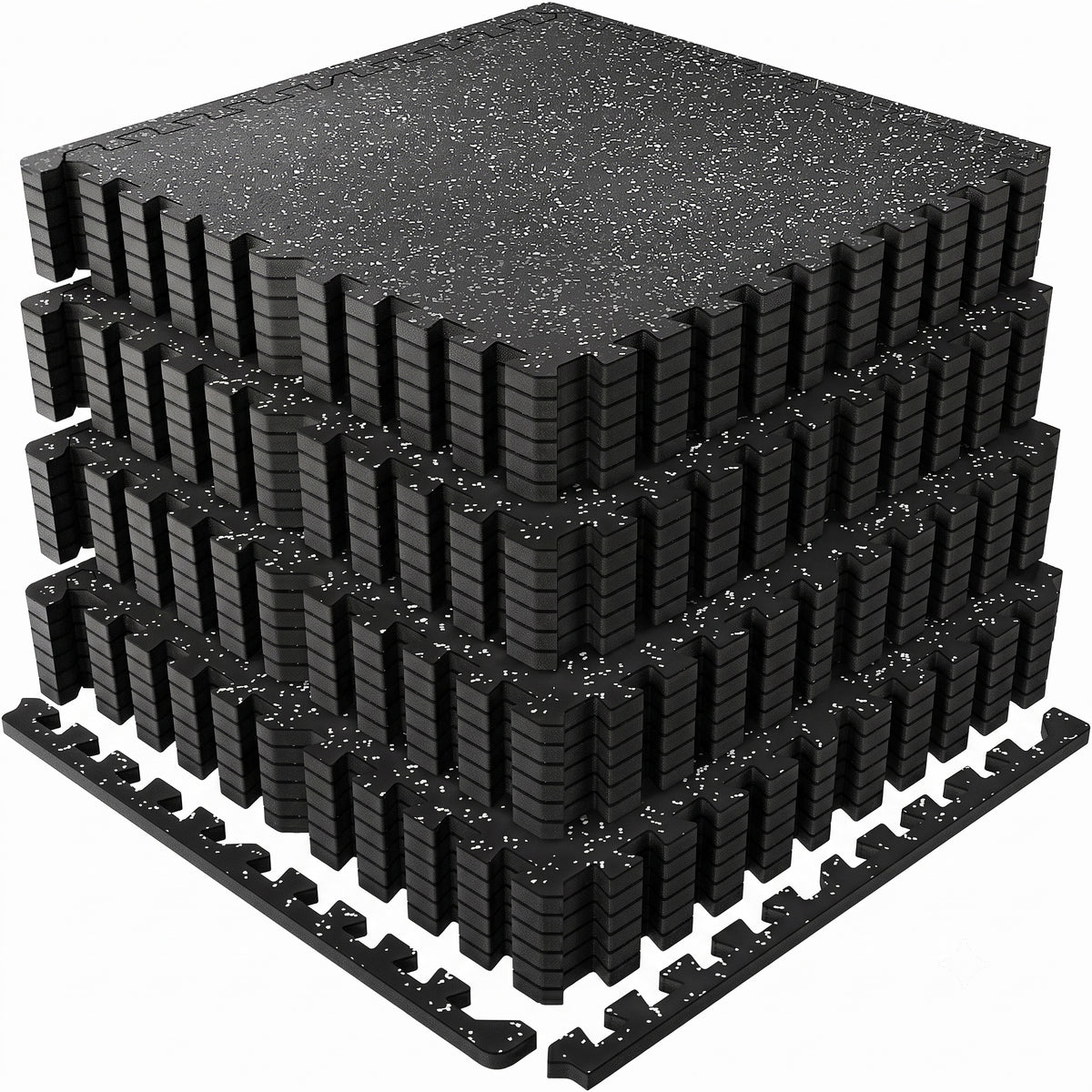 0.6 Inch Thick Gym Floor Mats, 24 Tiles Rubber Top with EVA Foam, 24' x 24' Gym Flooring Workout Mats with 96sq.ft Coverage, Interlocking Puzzle Gym Mats for Gym, Home, Garage, Black & White