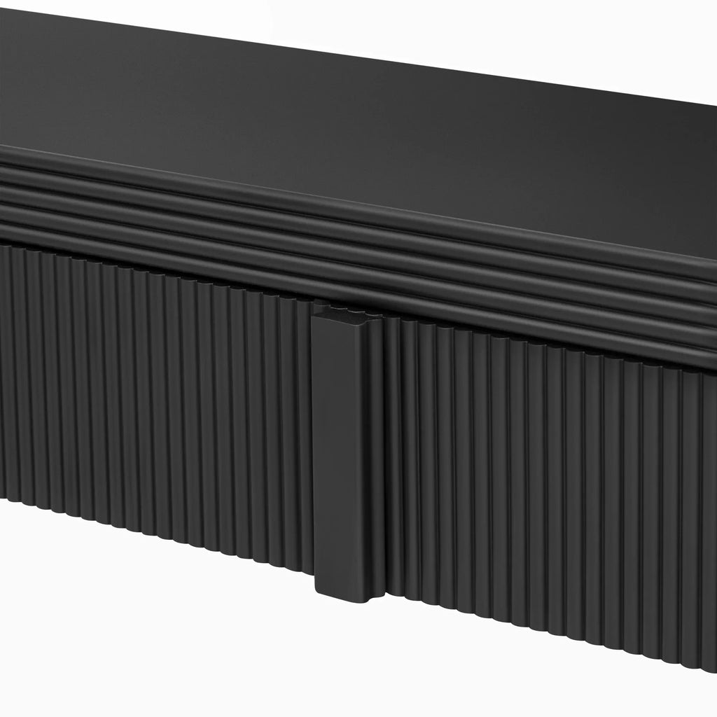 TREXM Modern Console Table with 2 Storage Drawers, Fluted Entryway Table with Rounded Silhouette for Hallway Living Room and Entryway (Black) - Eloy Royal