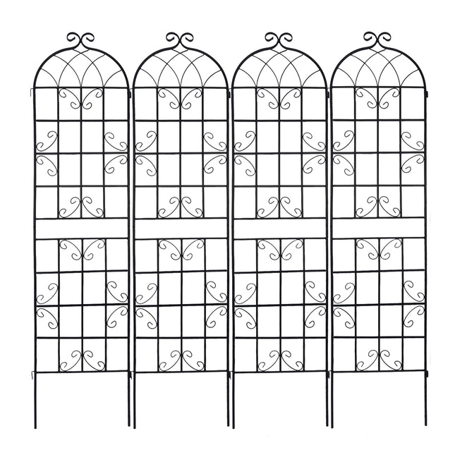 Metal Garden Trellis 4 Pack Rustproof Climbing Plant Support Black 86.7'' x 19.7''