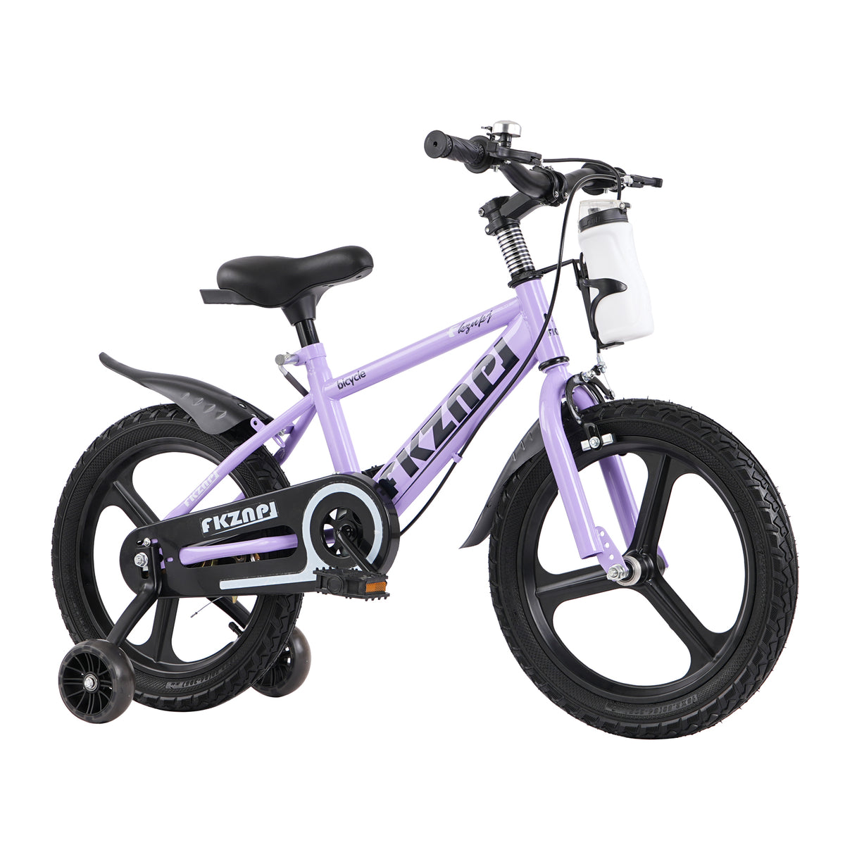 FKZNPJ Kids Bike 16 Inch – High Carbon Steel Frame, Magnesium Alloy Wheels, Training Wheels with Night Glow, Adjustable Seat, Water Bottle – Girls & Boys Bicycle Ages 3-9, Toddler Bike