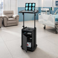 Sit-to-Stand Rolling Adjustable Laptop Cart With Storage, Black