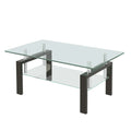 Modern Tempered Clear Glass Coffee Table with 2-Layers and Waterfall Edges for Living Room - Eloy Royal
