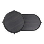 Modern Black Round Coffee Table with Storage Tray 2-Tier Oval End Tables Wooden Side Table for Living Room - Eloy Royal