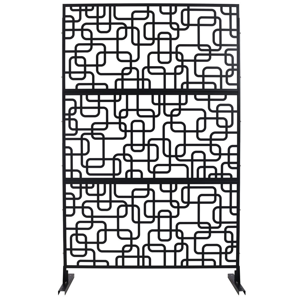 Outdoor & Indoor Privacy Screen Metal Privacy Screen 76' H×48' W, Freestanding Decorative Privacy Screen for Deck Balcony Patio, Privacy Fence Panels for Outside Lawn Garden PS114 BLACK