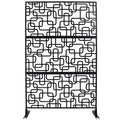 Outdoor & Indoor Privacy Screen Metal Privacy Screen 76' H×48' W, Freestanding Decorative Privacy Screen for Deck Balcony Patio, Privacy Fence Panels for Outside Lawn Garden PS114 BLACK