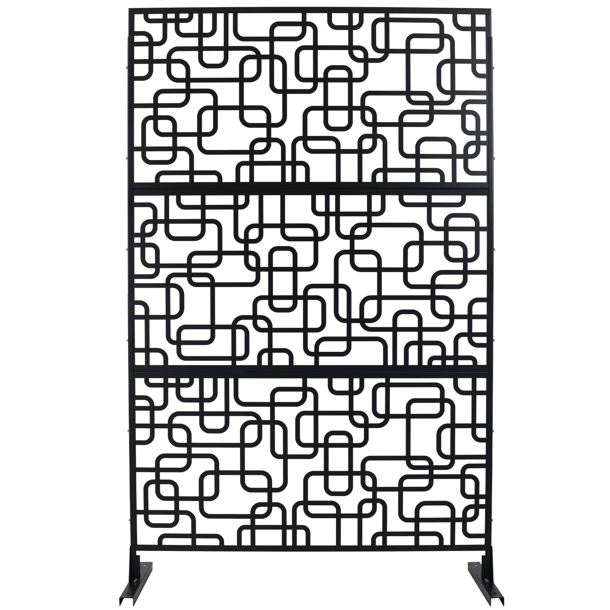 Outdoor & Indoor Privacy Screen Metal Privacy Screen 76' H×48' W, Freestanding Decorative Privacy Screen for Deck Balcony Patio, Privacy Fence Panels for Outside Lawn Garden PS114 BLACK