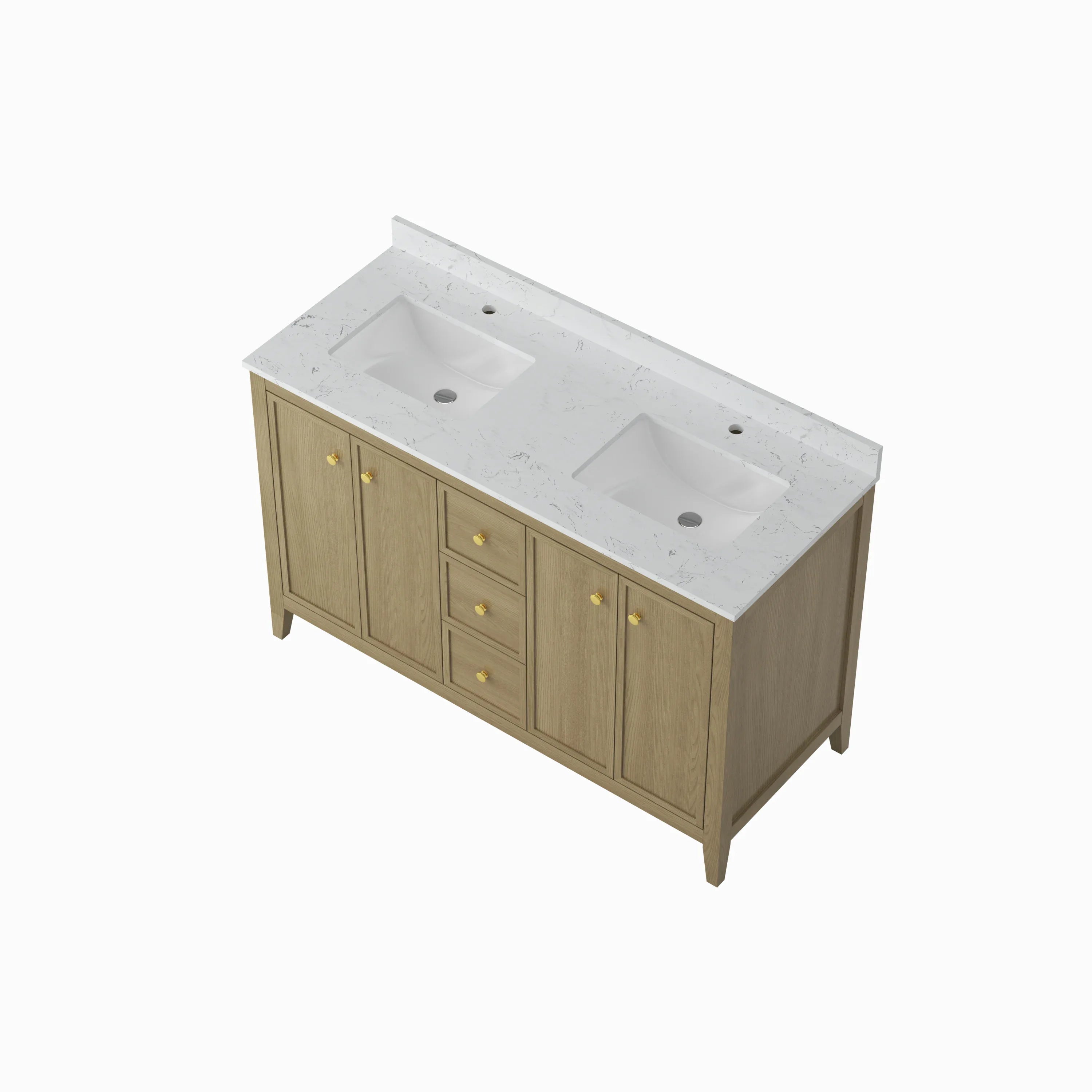54' Bathroom Vanity Cabinet,Bathroom Wall-Mount Cabinet with Double Basins Sink - Eloy Royal