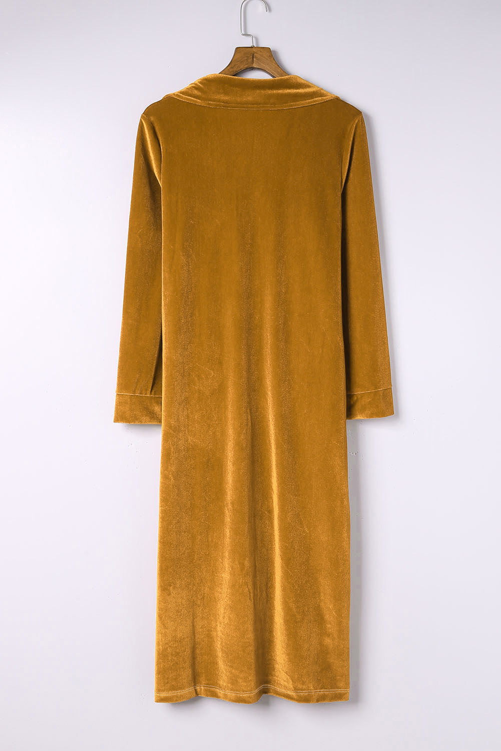 Yellow Casual Velvet Lapel Pocket Long Coat - Eloy Royal