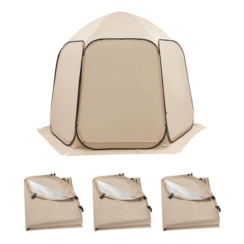 Sun Shade Sail Canopy Covers, Fit for 10 x 9.2 ft Screen House Tent, Sun Protection, 5.51 x 4.23 ft 300D Oxford Silver-Coated Fabric, Pack of 3 (Not Include Tent), for Outdoor Activities, Beige