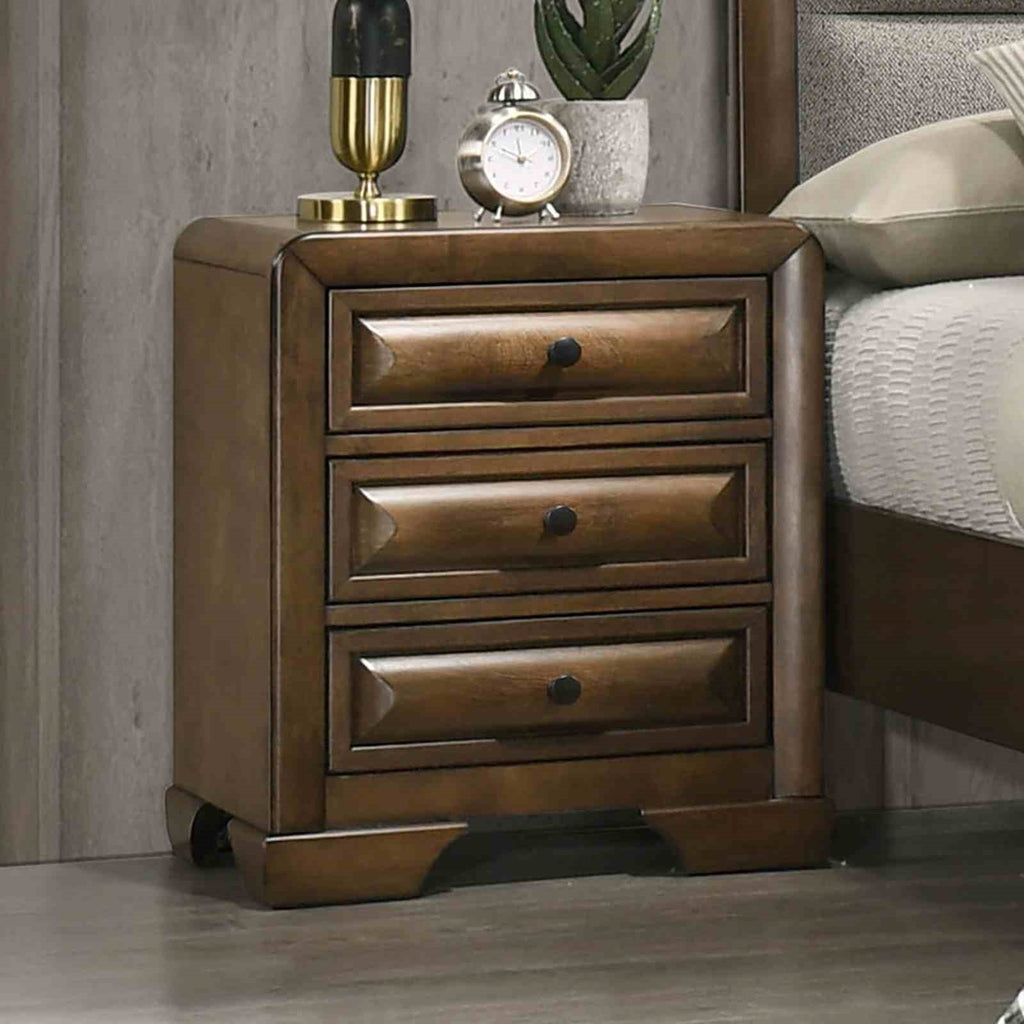 Transitional Style 1pc Nightstand Cup Pulls English Dovetail Drawers Bracket Legs Brown Finish Bedroom Furniture